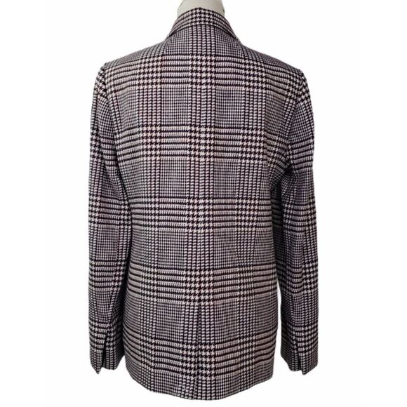 J. CREW Boyfriend Blazer Houndstooth Plaid Burgundy Shadow Size 16 / Pristine - Picture 7 of 10